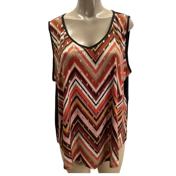 Exclusive One Size 3X Sleeveless Top With Gold Details. New Without Tags - Picture 1 of 8